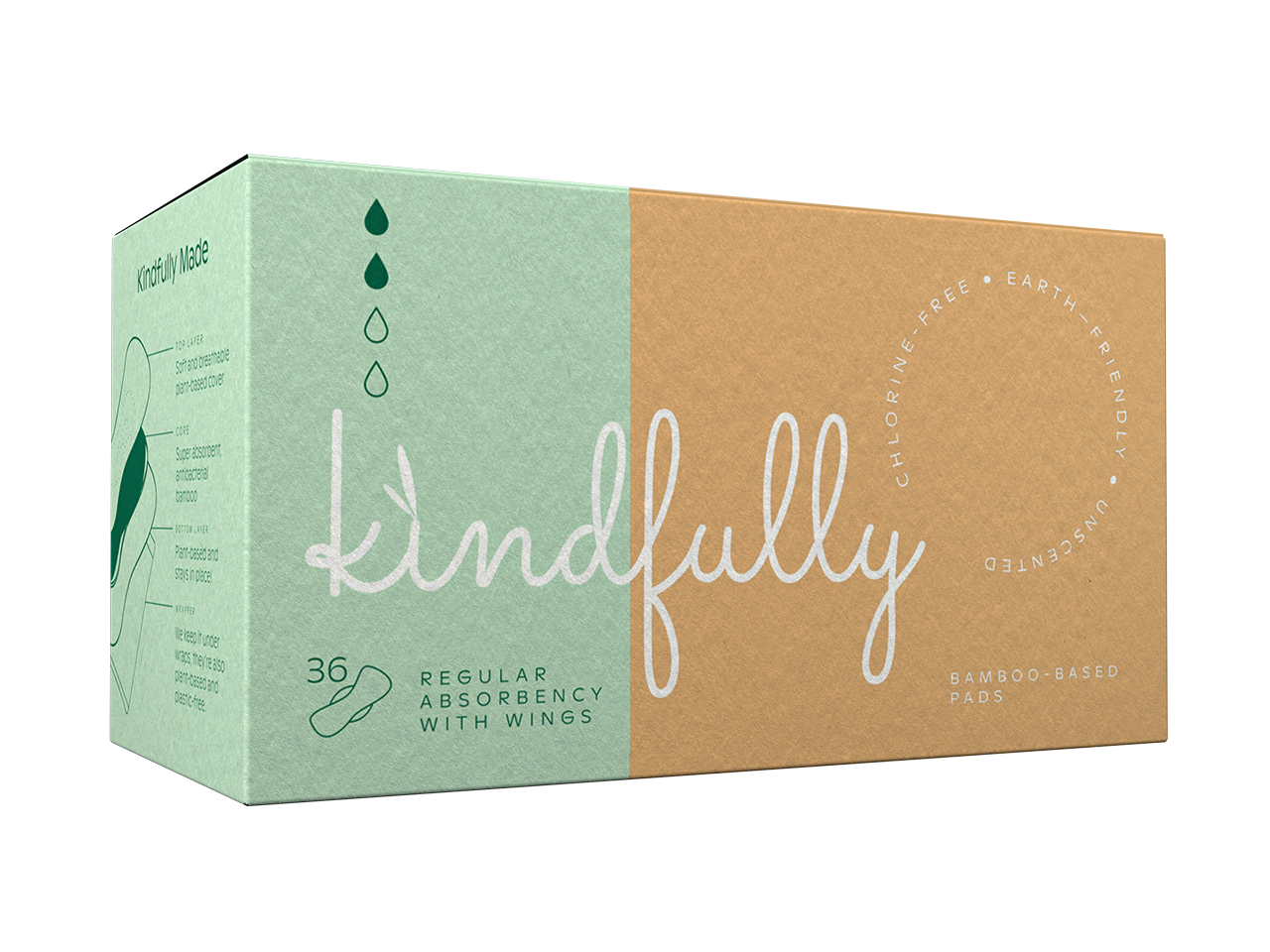 Kindfully Earth-friendly Regular Period Pads with Wings, Sustainable